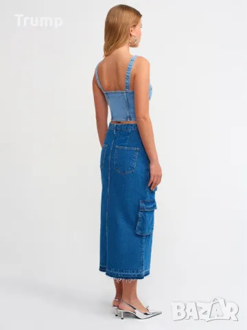 - 60 % Дънкова карго дълга пола, деним , снимка 4 - Поли - 48762104