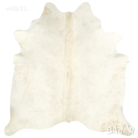 vidaXL Килим, естествена телешка кожа, бежов, 180x220 см, снимка 8 - Килими - 56147375
