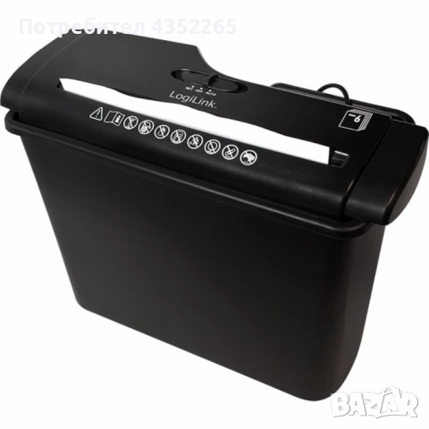 Шредер за хартия LogiLink „Aktenvernichter“ (Streifenschnitt 6 мм) с регулируема ширина, рязане на л, снимка 3 - Други - 53373071