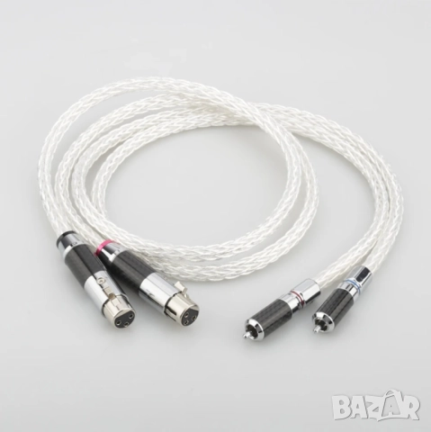 Чифт OCC посребрени RCA мъжки към XLR женски, усукан кабел - 0.5м.
