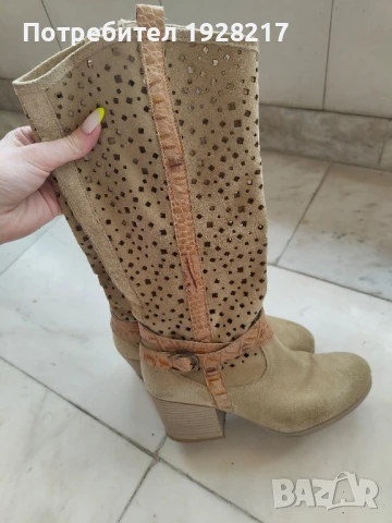 Ботуши за пролет или есен от естествен велур, снимка 4 - Дамски ботуши - 50676682