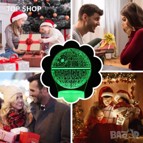 3D Star Wars лампа с 3 плаки, снимка 2 - Детски нощни лампи - 48780400