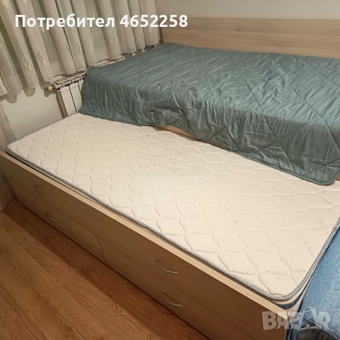 Двойно детско легло с издърпване и място за съхранение, снимка 2 - Мебели за детската стая - 52508939