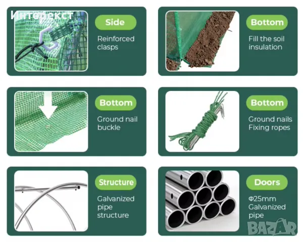 Градинска тунелна оранжерия 10х3х2 метра, снимка 6 - Оранжерии - 49265592
