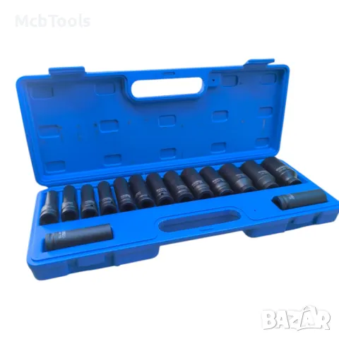 Комплект ударни вложки 1/2″ удължени 12-стенни (10 – 32 мм) 15 части HAWEK, снимка 2 - Други инструменти - 49467262