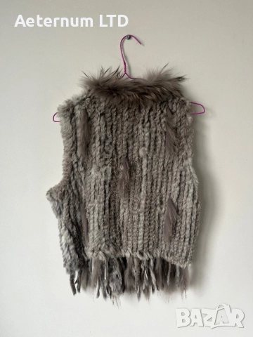 Дамски елек с естествен заешки косъм , снимка 2 - Елеци - 51976180