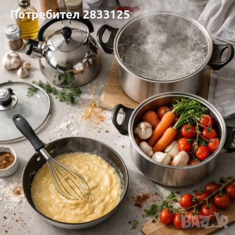 Комплект тенджери и аксесоари от 11 части - издръжливи и устойчиви, снимка 6 - Съдове за готвене - 53640025