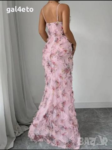 Розова рокля бродерия , снимка 2 - Рокли - 51579805