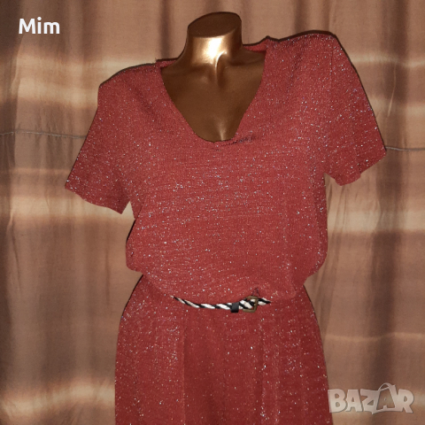 ТREND ONE L/ХХL  Червен брокатен гащеризон с къс ръкав 