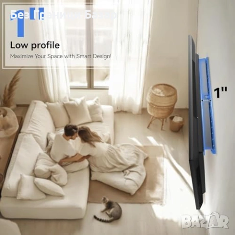 Нова Ултра тънка TV телевизор стойка без пробиване за гипсокартон до 45кг, снимка 4 - Стойки, 3D очила, аксесоари - 53566269