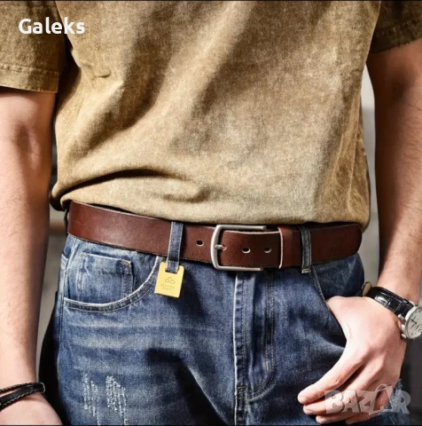 Луксозен, Мъжки, Спортен кожен колан S.WORKER* с кутия /Върхова телешка кожа!, снимка 11 - Колани - 50561964