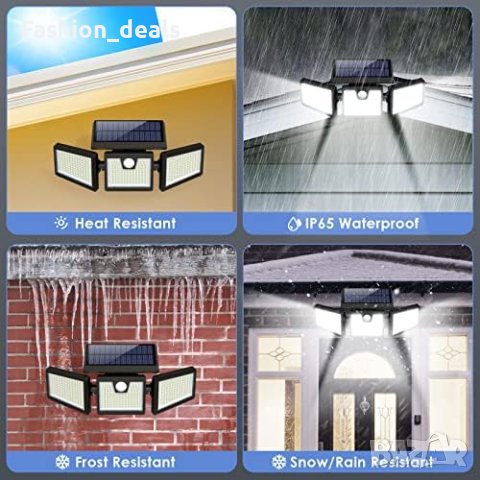 Нови 2 броя Слънчеви соларни светлини лампи на открито, 341 LED 3500LM, снимка 6 - Лед осветление - 41514365