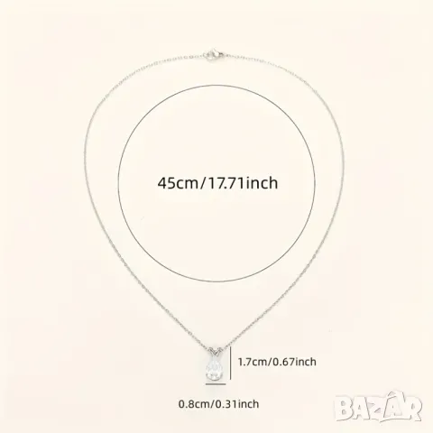 Сребърно колие с бял сапфир, снимка 2 - Колиета, медальони, синджири - 49745663