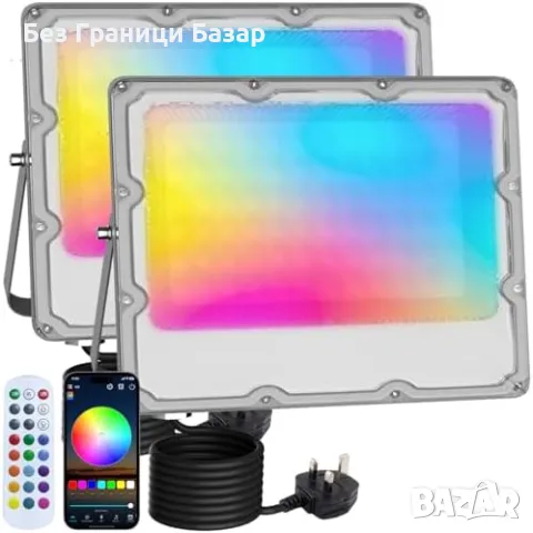 Нови 2 броя  RGB LED Прожектор 50W Bluetooth App, Музика, 16M Цвята, снимка 1