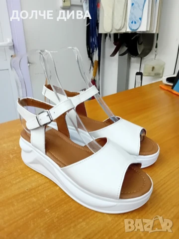 НАМАЛЕНИЕ Дам.сандали естествена кожа м136 бяла напа, снимка 1