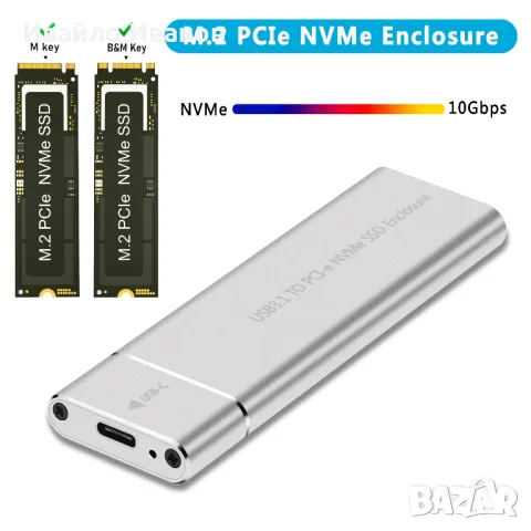 USB 3,1 адаптер за M.2 SSD памети (nvme / ngff ), снимка 3 - Кабели и адаптери - 49546676