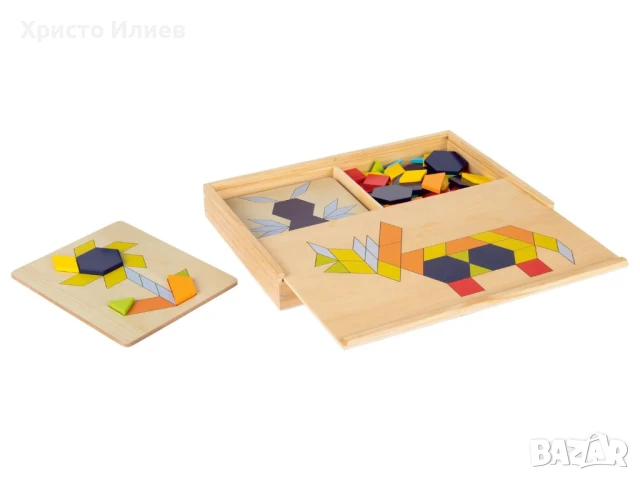 Дървен пъзел Мозайка Дървени кубчета форми Монтесори метод, снимка 3 - Игри и пъзели - 50805718