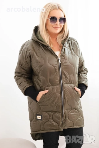 Дамско преходно яке Plus Size, ватирано с качулка, 10цвята , снимка 14 - Якета - 52951106