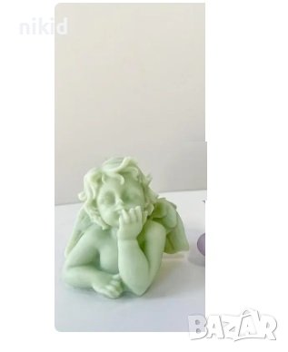 3D Ангел с величие подпряна глава силиконов молд форма калъп фондан гипс смола свещ сапун пита декор, снимка 2 - Форми - 44438852