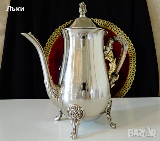 Викторианска посребрена бронзова кана,позлата. , снимка 4 - Антикварни и старинни предмети - 52495831