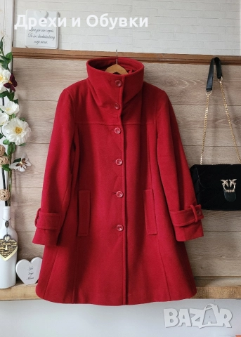 Тъмно червено палто Италия кашмир и вълна 
