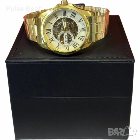 Елегантен и прецизен мъжки златист часовник LEIYI, снимка 3 - Мъжки - 52055377