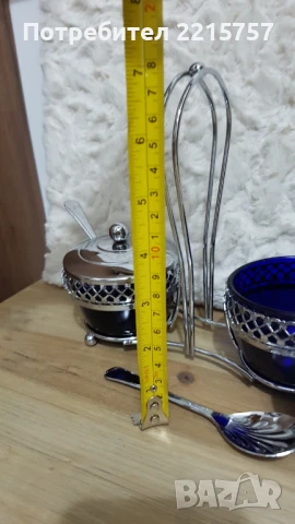 Декоративен комплект със синьо стекло., снимка 3 - Аксесоари за кухня - 51021861