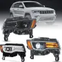 Комплект LED фарове за Grand Cherokee WK2 2014- с начална анимация сиви и черни, снимка 1