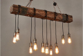 Дървена винтидж лампа полилей 6 глави Индустриални висящи тела Ретро, снимка 1 - Лампи за таван - 36170598
