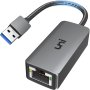 uni USB 3.0 Ethernet адаптер 1Gbps, алуминиев, USB 3.0 към RJ45 Gigabit Lan адаптер, снимка 1 - Мрежови адаптери - 41607510