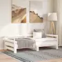 vidaXL Разтегателно дневно легло, без матрак, бяло, 90x200 см, снимка 2
