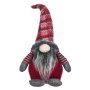 Коледна фигура, Гном с карирана шапка, 25 см, Сиво/ червен, снимка 2