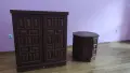 Оригинален разтегателен шкаф-бар от масиво дърво с естествен зелен мрамор, снимка 12