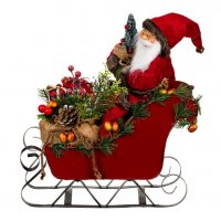 Коледна декоративна фигура Дядо Коледа с шейна, Automat 40см , снимка 2 - Декорация за дома - 34778522