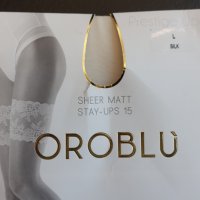 Oroblu Prestige Up Size L (3) силиконви чорапи в цвят шампан, снимка 2 - Бельо - 41977933