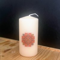 Ръчно изработени свещи с декорация шевица, снимка 1 - Ръчно изработени сувенири - 42284071