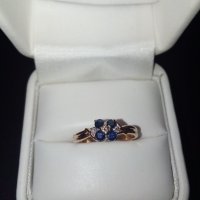 Розово злато с диаманти и сапфири/златен пръстен/, снимка 2 - Пръстени - 35855092