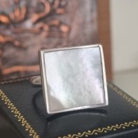 Сребърен пръстен 925 проба с бял седеф , снимка 2 - Пръстени - 41832881