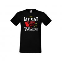 Мъжка тениска Свети Валентин My Cat Is My Valentine 1, снимка 4 - Тениски - 35715778
