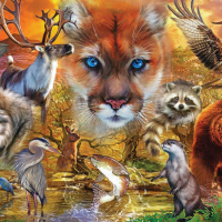 Пъзел 1000 части  North American Animals  puzzles, снимка 1 - Игри и пъзели - 36142470