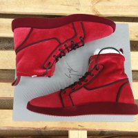 GIUSEPPE ZANOTTI Red Velvet High Top Sneakers Мъжки Велурени Кецове size 41, снимка 5 - Кецове - 42383947