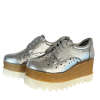 Сребристи дамски обувки с платформа , снимка 3 - Дамски елегантни обувки - 44835637