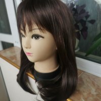 Нова средна дължина тъмно кестенява перука с бретон - 45 см - мод.94, снимка 3 - Аксесоари за коса - 23020615