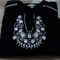 ДАМСКА ПАМУЧНА БЛУЗА С БРОДЕРИЯ, снимка 2 - Блузи с дълъг ръкав и пуловери - 40889280
