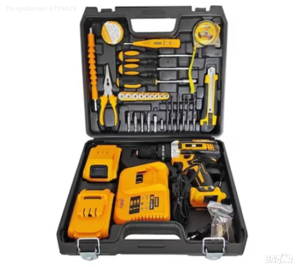 Ударна машина за пробиване и завинтване, 2 батерии 24 V, зарядно устройство, включени 30 аксесоара, , снимка 1