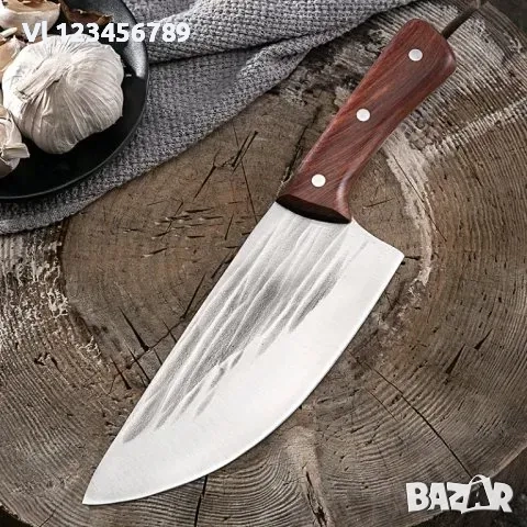Широк кухненски нож / сатър 195х310 мм ръчно кован, снимка 1