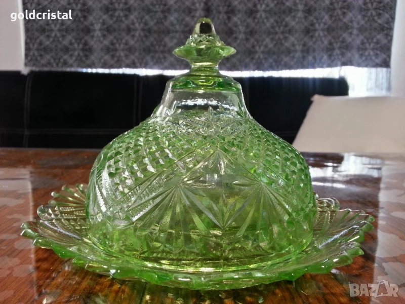 стар кристален съд за масло , снимка 1
