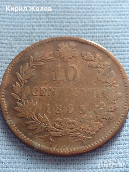 Рядка монета 10 чентезима 1863г. Италия Виктор Емануил втори за КОЛЕКЦИЯ 30421, снимка 1