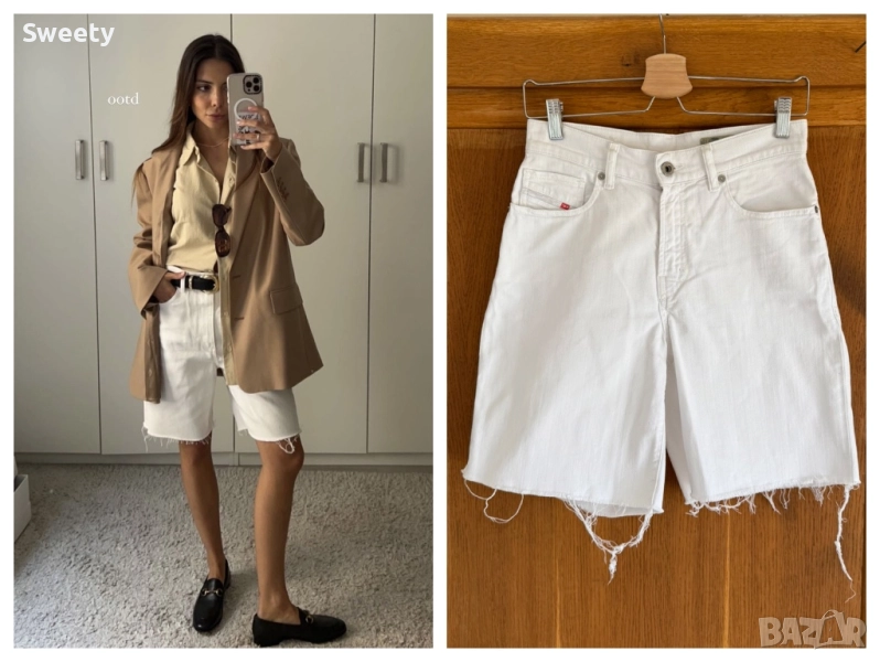Diesel бели дънкови бермуди , снимка 1
