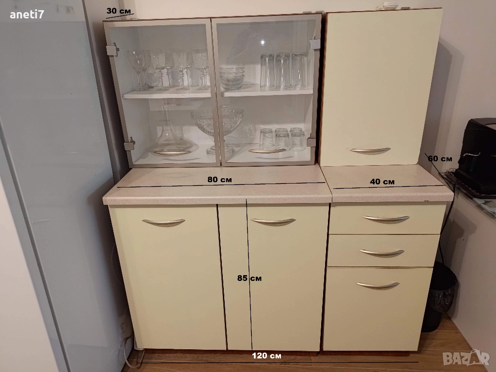 Кухненски шкафове 120см, слонова кост, отлично състояние, снимка 1